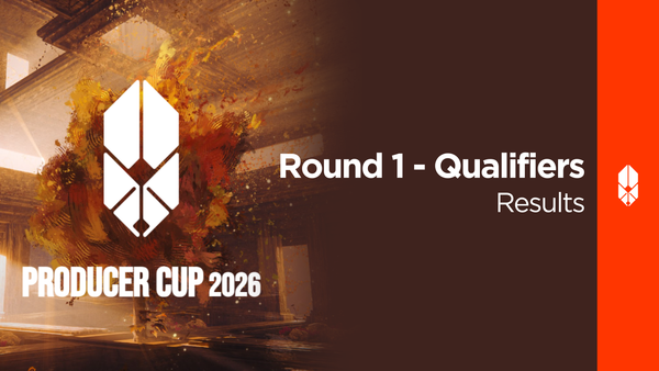 Thumbnail for the blog post. An large MONOLYTH logo is visible, aswell as large texts reading "Producer Cup 2026" aswell as "Round 1 - Qualifiers: Results"